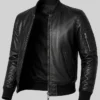Mens Black Cowhide Leather MA-1 Flight Jacket