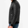 Mens Black Bomber Quilted Leather Jacket
