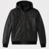 Bouncer Biz Black Bomber Leather Jacket