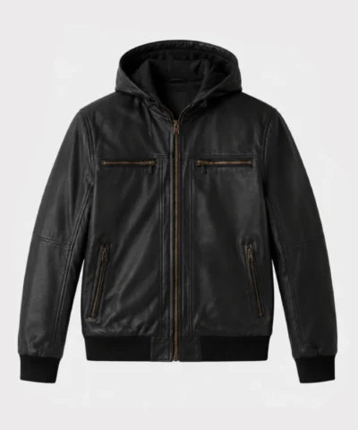 Bouncer Biz Black Bomber Leather Jacket