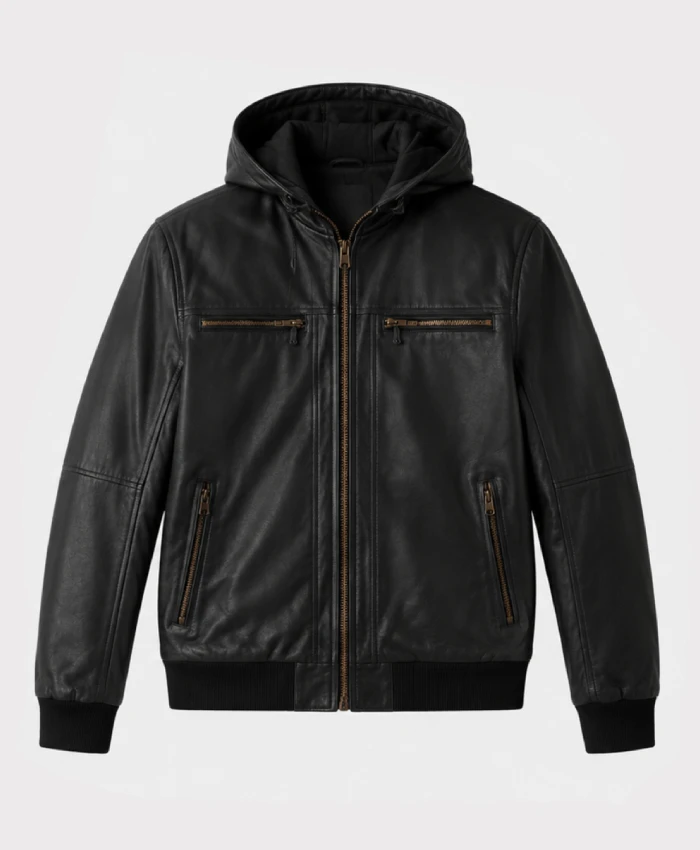 Bouncer Biz Black Bomber Leather Jacket