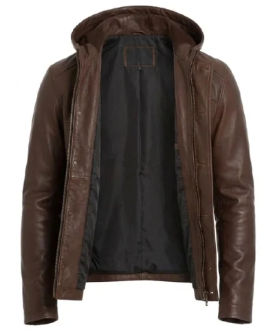 Mens Brown Hooded Jacket