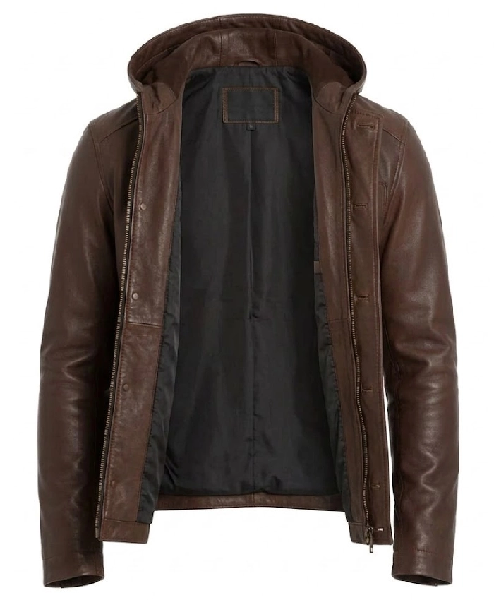 Mens Brown Hooded Jacket