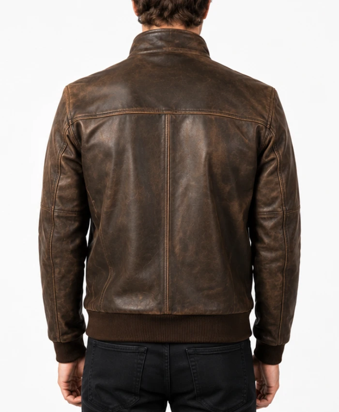 Mens Brown Distressed Motorcycle Jacket