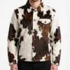 Classic Chest Pocket Cowhide Leather Jacket for Mens