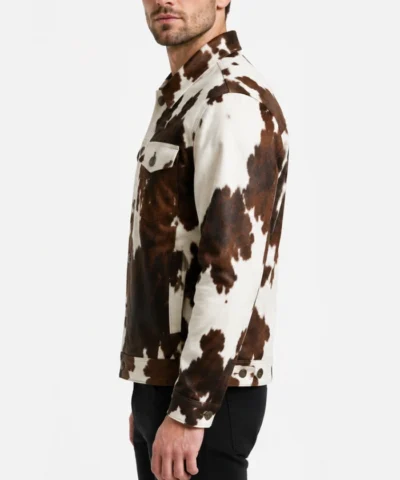Mens Classic Chest Pocket Cowhide Leather Jacket