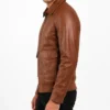 A2 Coffmen Brown Leather Bomber Jacket For Mens