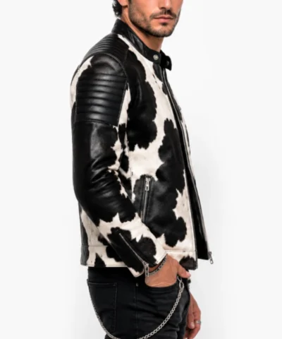 Cafe Racer Cowhide Leather Jacket For Mens