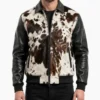 Mens Cowhide and Genuine Black Leather Jacket