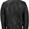 Mens Detachable Fur Collar Biker Real Lambskin Leather Jacket
