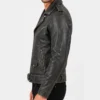 Buy Mens Distressed Black Belted Motorcycle Jacket