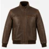 Mens Brown Distressed Motorcycle Leather Jacket