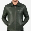 Mens Lavendard Green Leather Biker Jacket On Sale