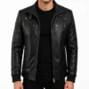 Mens Legacy Black Leather Biker Jacket