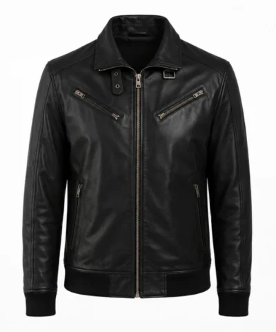 Mens Biker Legacy Black Leather Jacket