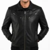 Mens Legacy Black Leather Biker Jacket for sale