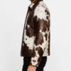 shirt Collar Cowhide Leather Jacket For Mens