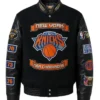 NY Knicks 2026 Champions Black Varsity Jacket Front