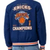 NY Knicks JH Design 2026 NBA Finals Champions Blue Bomber Jacket Back