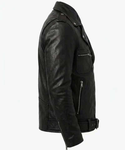 Negan Asymmetrical Belted Leather Jacket
