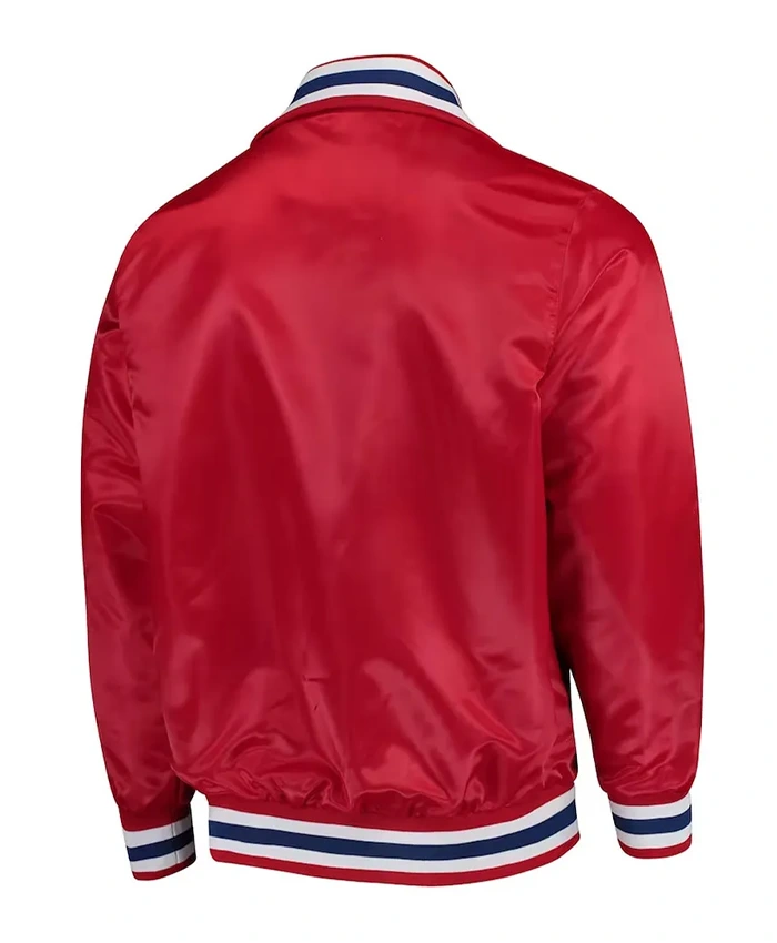 New England Patriots Captain Full Zip Red Varsity Satin Jacket