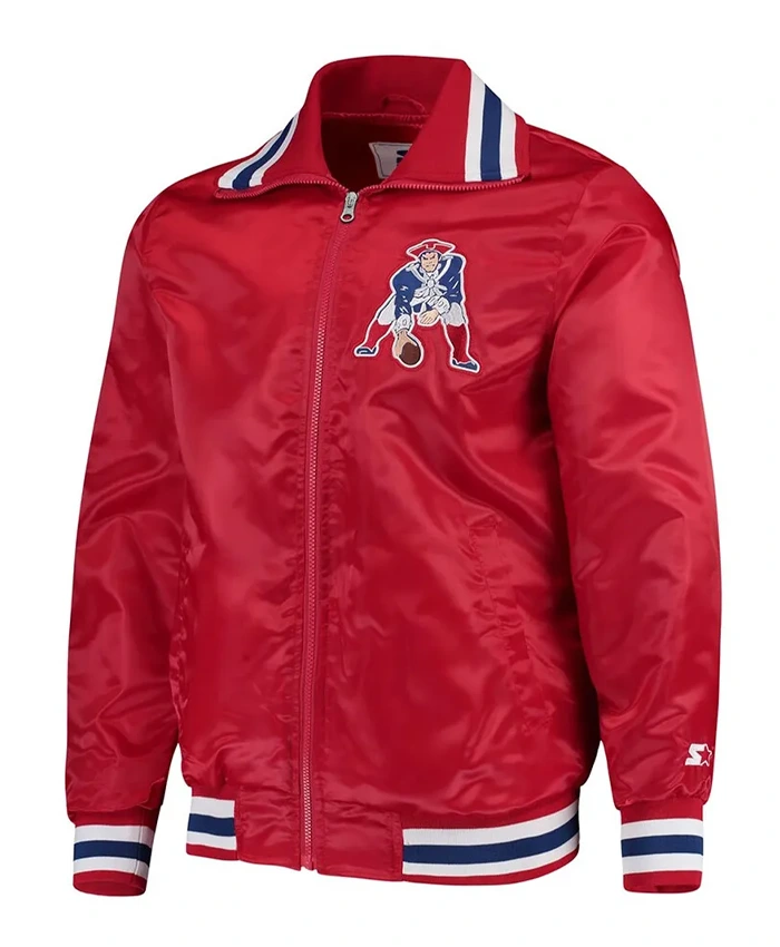 New England Patriots Captain Red Varsity Satin Jacket