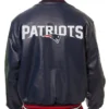 New England Patriots Varsity Navy Leather Jacket Back
