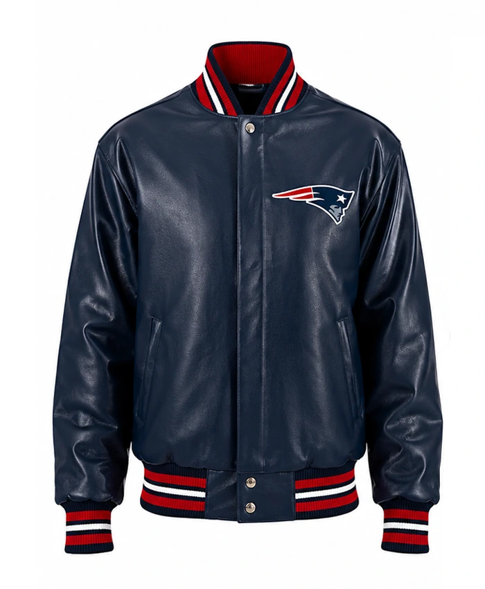 New England Patriots Varsity Navy Leather Jacket