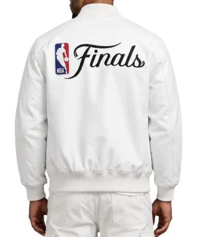New York Knicks 2026 Champions Leather White Jacket Back