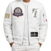 New York Knicks 2026 Champions Leather White Jacket Front