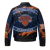 New York Knicks 2026 Champions Swarovski Leather Jacket Back