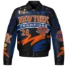 New York Knicks 2026 Champions Swarovski Leather Jacket Front