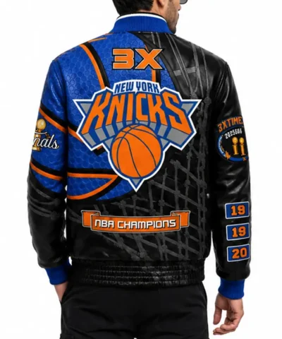 New York Knicks 2026 NBA Champions Vegan Leather Jacket Back
