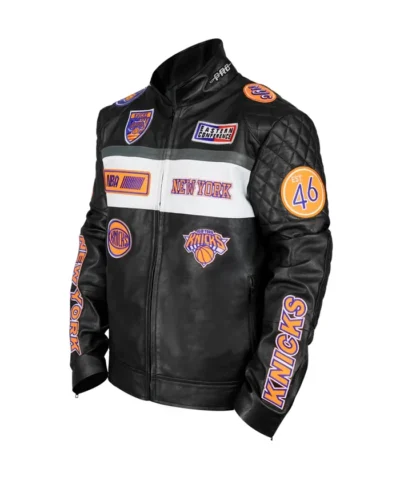 New York Knicks Leather Jacket Black