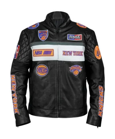 New York Knicks Leather Jacket Front