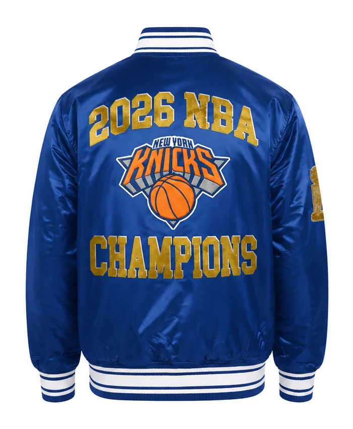 New York Knicks Starter 2026 NBA Finals Champions Satin Varsity Jacket Back