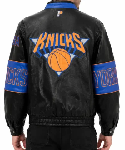 New York Knicks Vintage Timothee Chalamet Leather Jacket Back