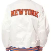 New York Knicks White Satin Jacket Back