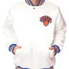 New York Knicks White Satin Jacket Front