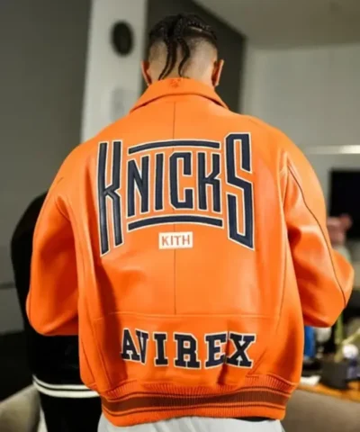 New York Knicks x Avirex x Kith Porsche 911 Orange Jacket Back