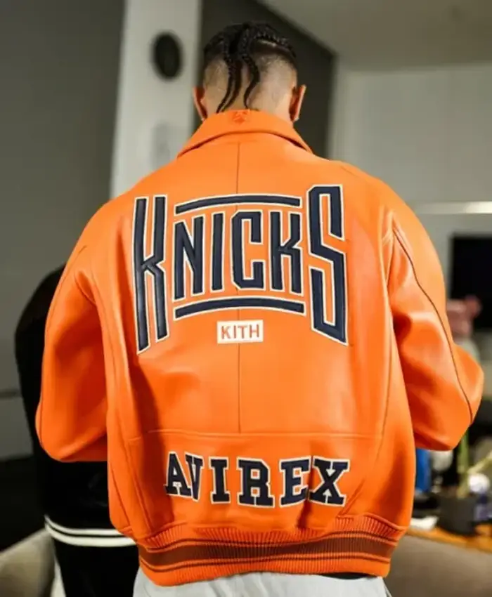 New York Knicks x Avirex x Kith Porsche 911 Orange Jacket Back