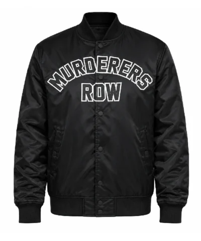 New York Yankees Murderers Row Big Logo Black Full Snap Satin Jacket