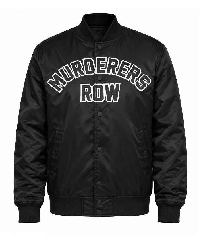 New York Yankees Murderers Row Big Logo Black Full Snap Satin Jacket