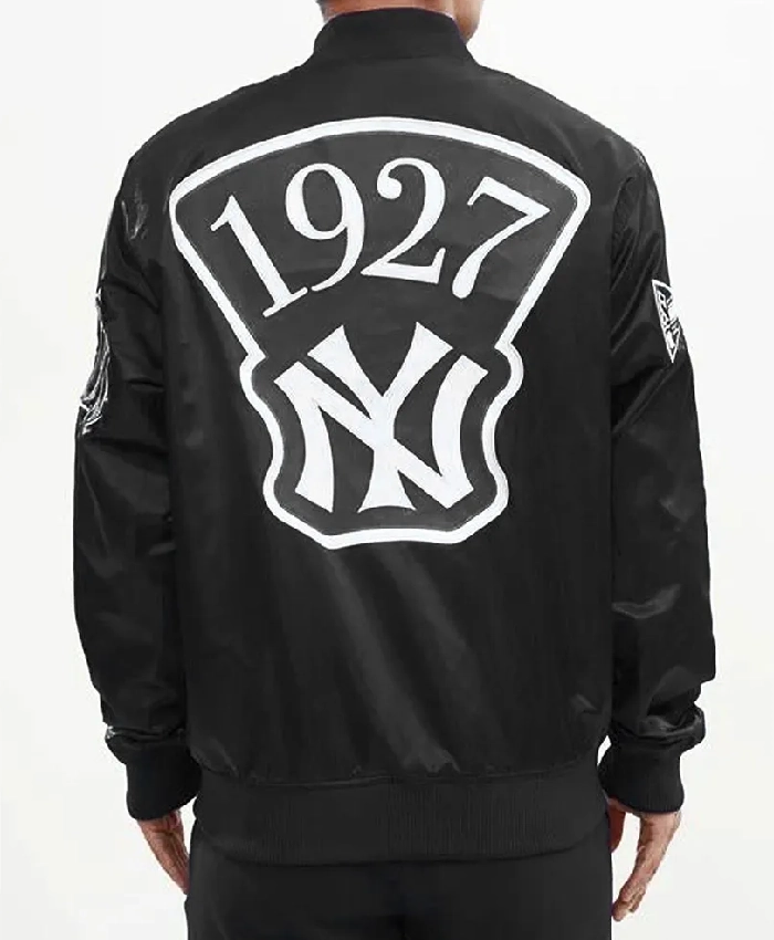New York Yankees Murderers Row Big Logo Black Satin Jacket