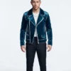 Nick Jonas Film Power Ballad 2026 Danny Wilson Blue Velvet Biker Jacket