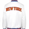 Ny Knicks White Satin Jacket Back