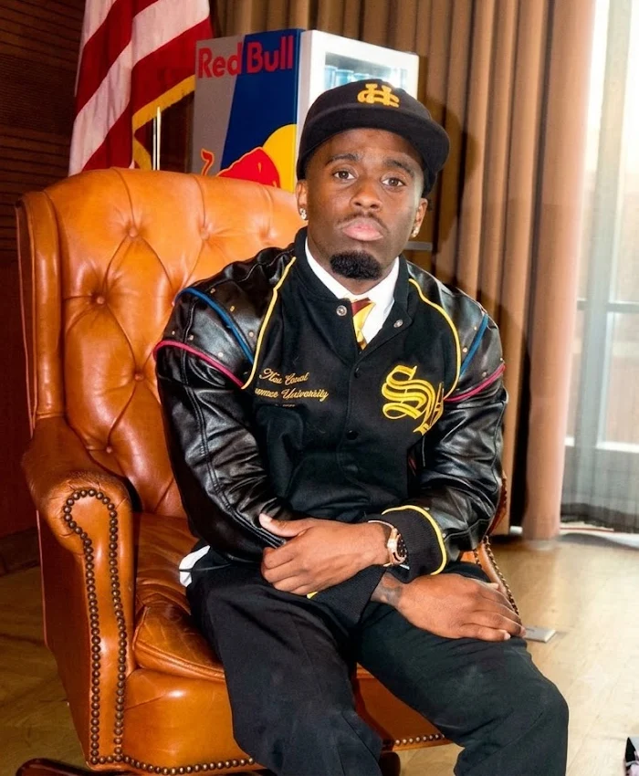 Order Now Kai Cenat Custom Streamer University Black Wool Leather Varsity Jacket