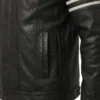 Orvyn Black Leather Trucker Jacket For Mens
