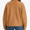 Womens Drop Shoulders Oversized Tan Leather Jacket
