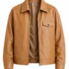 Oversized Womens Drop Shoulders Tan Leather Jacket